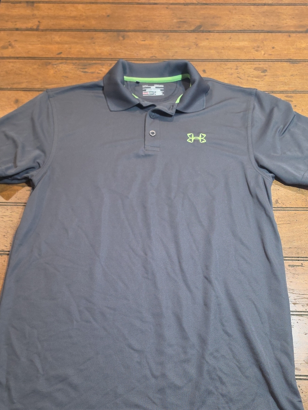 Under Armour Men's Charcoal Polo with Lime Accent